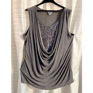 Worthington Silver Sequin Sleeveless Top